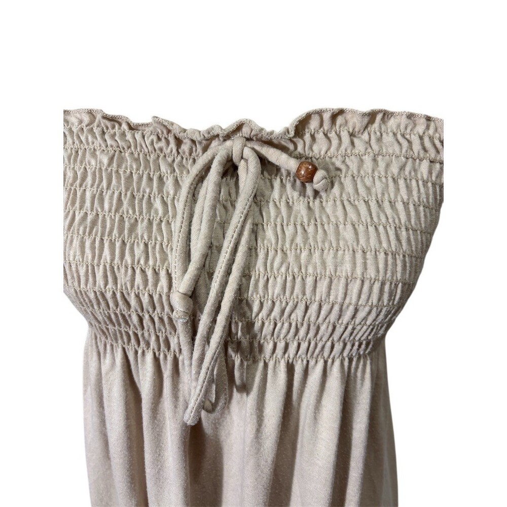 No Boundaries Dress Womens Size M Beige Strapless Midi Boho Coquette Dainty - Picture 2 of 8
